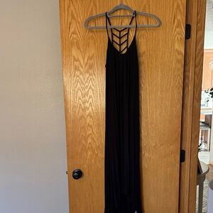 Nicole Miller Black Maxi Dress with Lattice Strappy Back